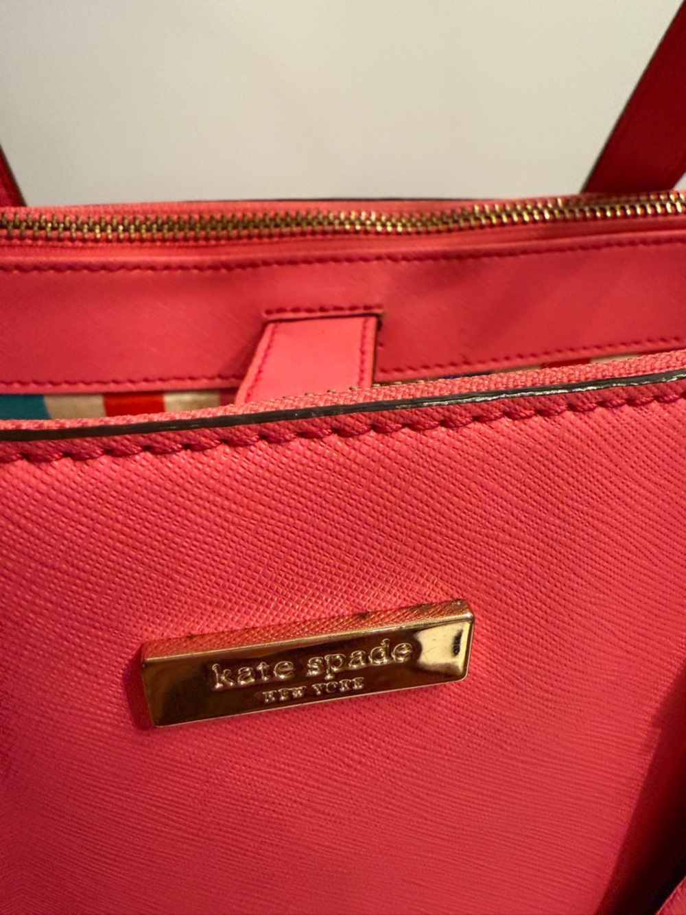 Kate Spade Raspberry Leather Tote Handbag - Picture 6 of 16